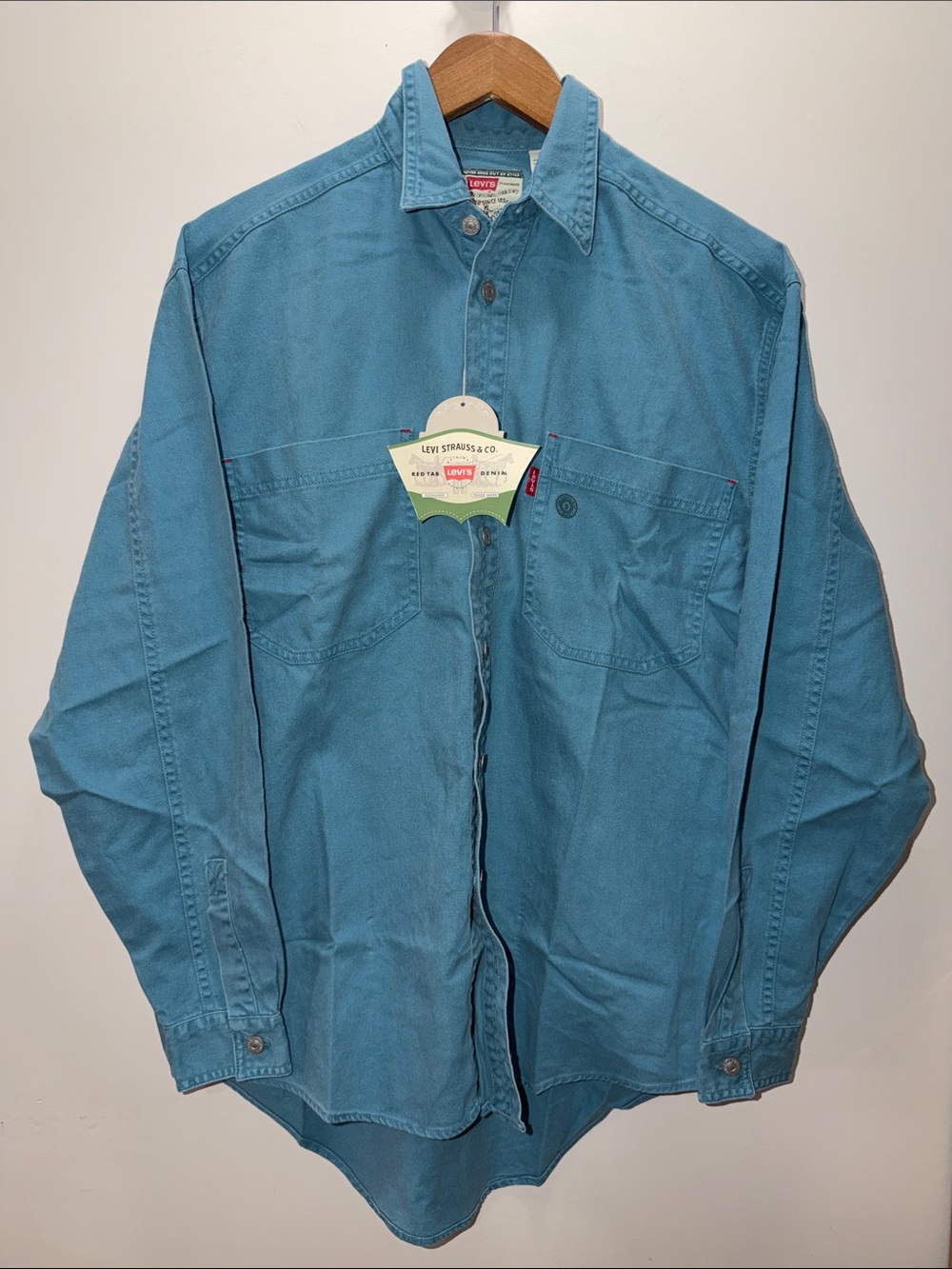 NWT Y2K Levi's Teal Lightweight Button-Up Shirt Jacket Size S 31x24